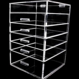 Clear Acrylic Lucite Makeup 5 Drawer Box