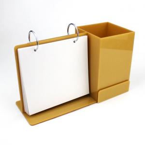 Gold Color Acrylic Material Desk Calendar with Pen Holder as Promotion Gift