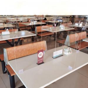 Custom Transparent PVC Sneeze Guard Partition Panel Acrylic Table Divider for Restaurant