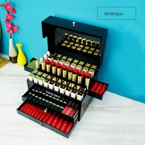 Large Capacity Stepped Acrylic Lipstick Organizer Makeup Box with Cover