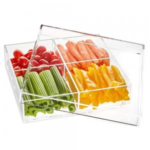 Vonvik 4 Compartment Clear Acrylic Serving Tray with Lid Square Acrylic Tray