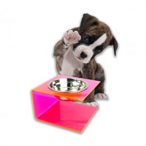 Pink Acrylic Dogs Feeding Bowls Cat Feeder China Manufacturer