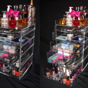 Open Top Acrylic Cosmetic Makeup Organizer with 5 Drawers