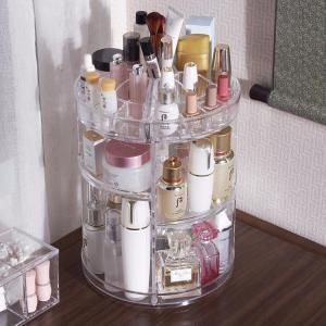 Clear Large Capacity Acrylic Makeup Organizer - 360&deg; Rotating /Revolving Adjustable Cosmetic