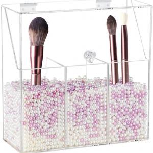 Makeup Organizer with Dustproof Lid Acrylic Makeup Brush Holder