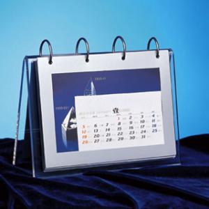 Acrylic calendar stand with 12 PVC bags