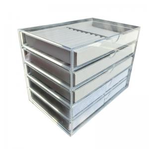 Acrylic Jewelry Display Box in Store Shop with 5 Drawers and Velvet Tray