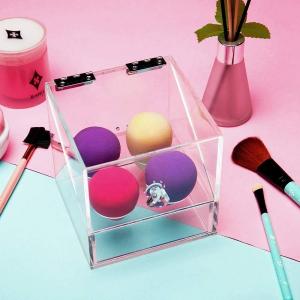 Elegant Cosmetic Storage Organizer Makeup Sponge Holder Box Acrylic Makeup Sponge Box