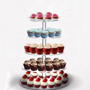 Luxury Custom 5 Ties Perspex Cup Cake Stand Acrylic Cake Holder for Display