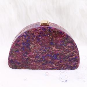 Purple Acrylic Semicircle Lady&prime;s Dinner Bag